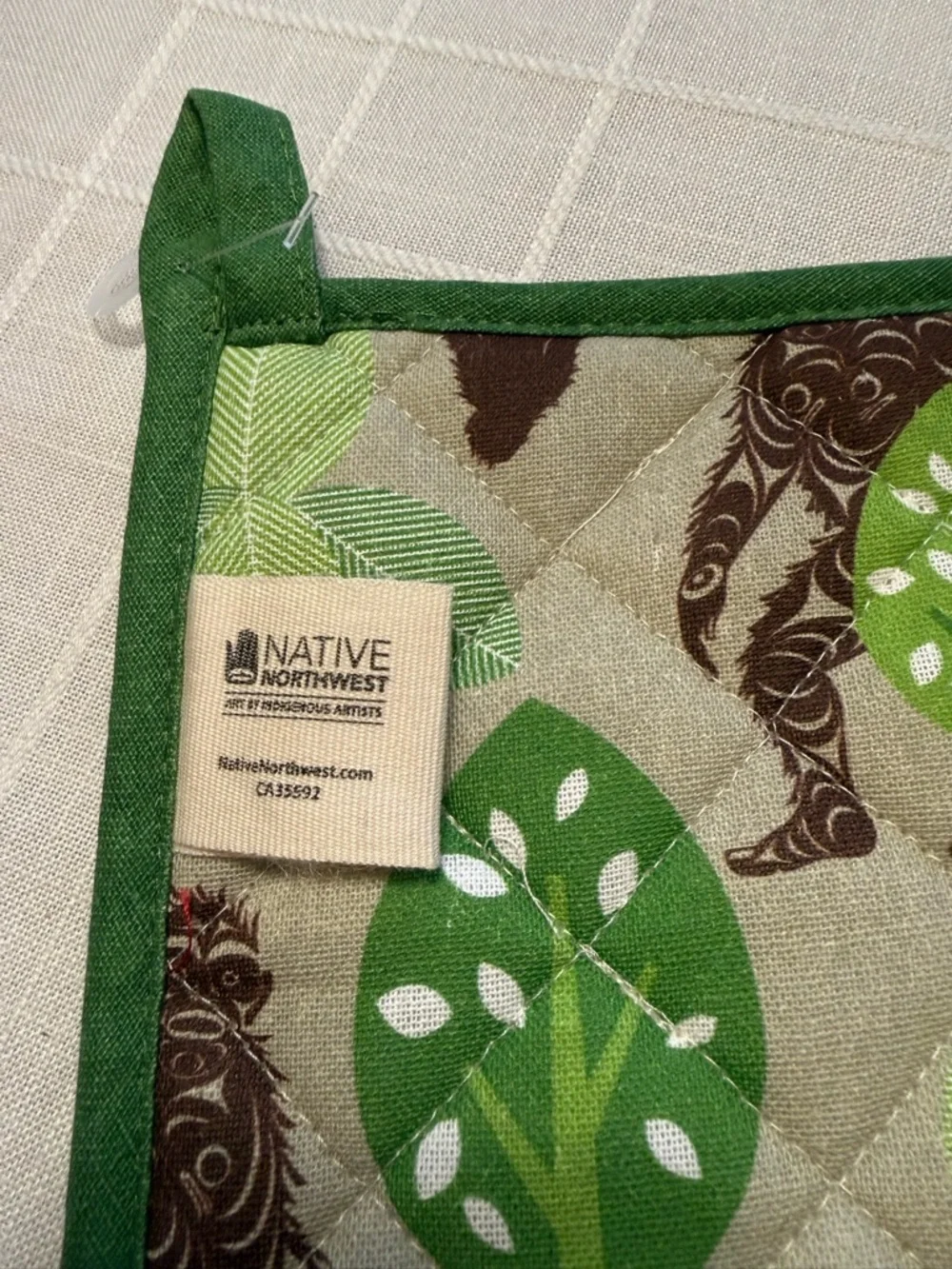 Northwest Green & Brown Sasquatch Quilted Potholder